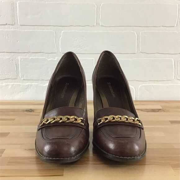 NATURALIZER brown heeled shoes ladies gold chain size 8 - Picture 4 of 14